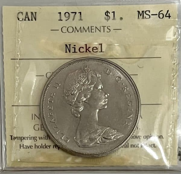 CANADA - DOLLAR 1971 - COLOMBIE-BRITANNIQUE - MS-64 - ICCS