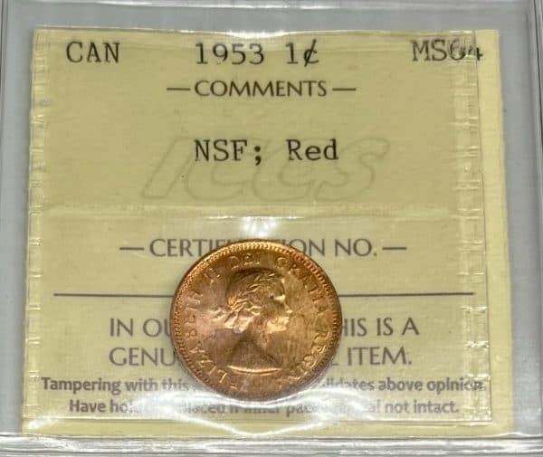 Canada - 1 cent 1953 NSF - Certifié ICCS MS-64