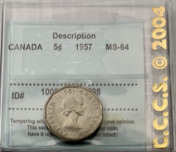 Canada - 5 Cents 1957 MS-64 - CCCS