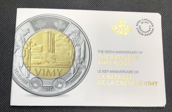 Ensemble de 5 pcs Deux Dollars 2017 - Bataille de la Crête de Vimy