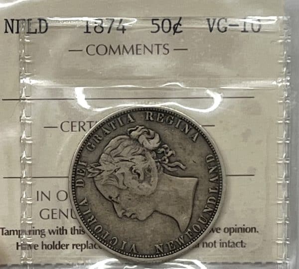 Canada - 50 cents 1874 Terre-Neuve - Certifié VG-10