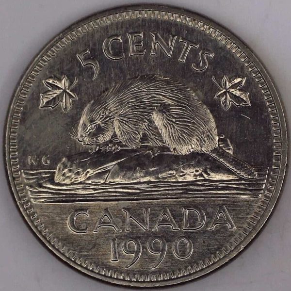 Canada - 5 Cents 1990 - Canada - 5 Cents 1990 Bare Belly - AU-55
